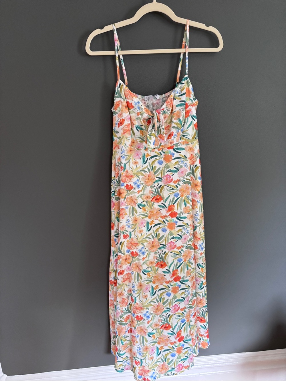 Baltic Born Cream Floral Tie-Front Maxi Dress NWOT